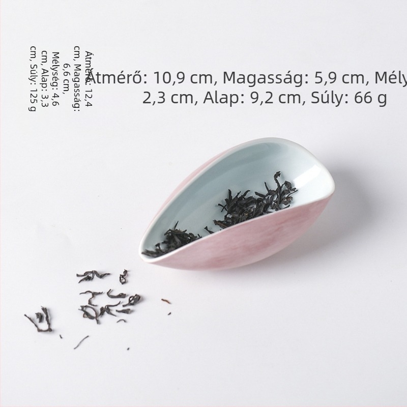 Rózsaszín felhőmintás teáskanál, kézzel készített durva kerámiából készült teás tálca, japán Wabi-Sabi stílusú teaceremónia kiegészítők, ritka teás eszközök