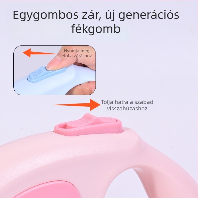Automatizált kihúzható kutyapóráz kis- és közepes méretű kutyáknak, biztonságos kialakítás