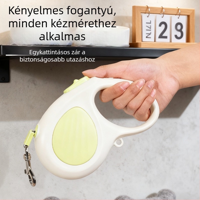 Automatizált kihúzható kutyapóráz kis- és közepes méretű kutyáknak, biztonságos kialakítás