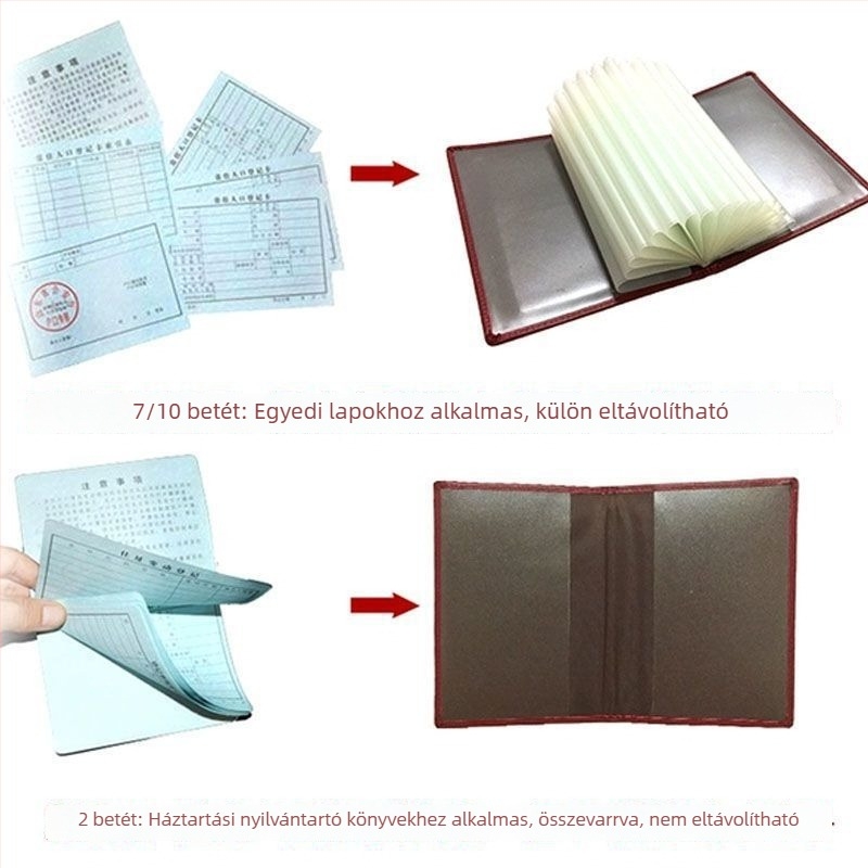 Lakóhely-regisztrációs könyv borító, kártyatartó és dokumentumvédő tok