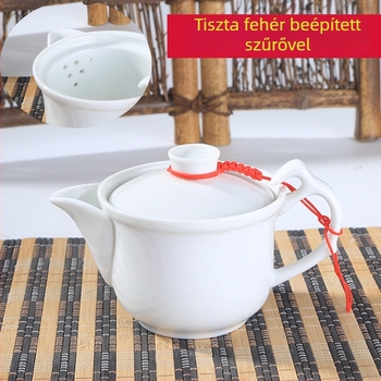 Fehér kerámia Kung-Fu teáskanna oldalsó fogantyúval, kínai stílusú, közepes méretű, 165 ml