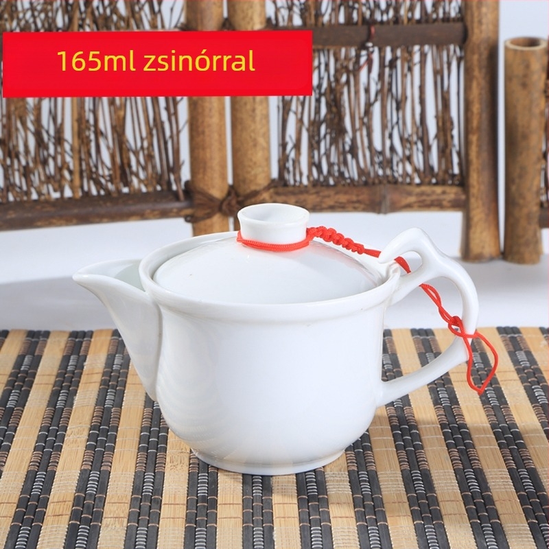 Fehér kerámia Kung-Fu teáskanna oldalsó fogantyúval, kínai stílusú, közepes méretű, 165 ml