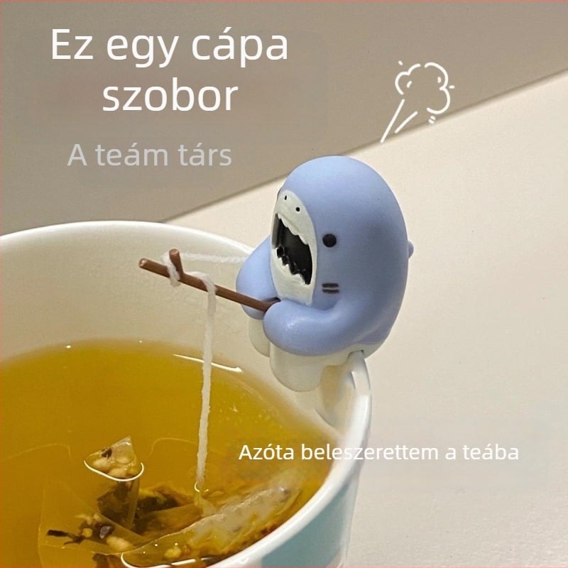 Cápa alakú teafilter-infúzor, tartó a teafilterhez a szélen