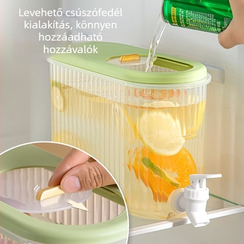 Nagy kapacitású hideg vizet tartó kancsó csappal – hűtőbe használható, italokhoz, gyümölcsteához és hideg áztatáshoz