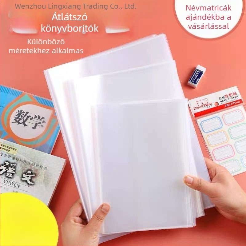 Áttetsző műanyag könyvborító, öntapadós, 16K, általános iskolai tankönyvekhez