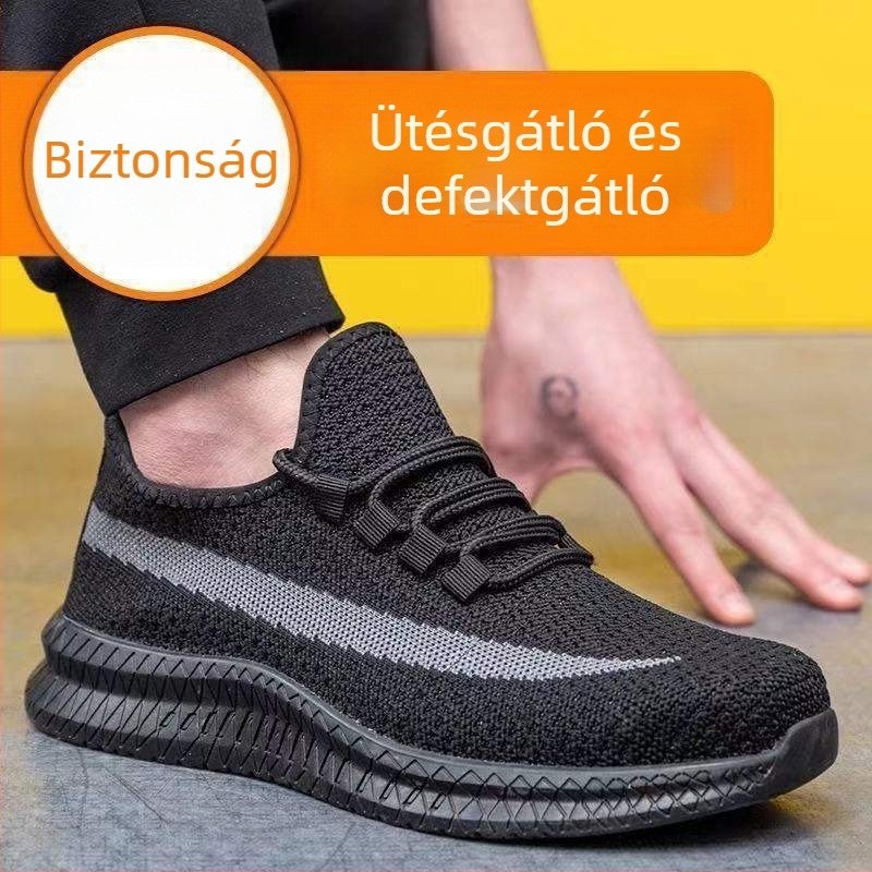 Férfi munkavédelmi cipő nyárra, lélegző, szagtalan, acélorrvédővel, ütésálló, perforációálló, csúszásmentes, könnyű, munkavédelmi lábbeli építkezésekhez
