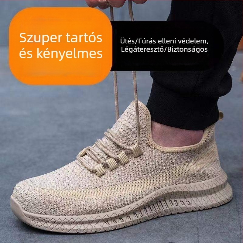 Férfi munkavédelmi cipő nyárra, lélegző, szagtalan, acélorrvédővel, ütésálló, perforációálló, csúszásmentes, könnyű, munkavédelmi lábbeli építkezésekhez
