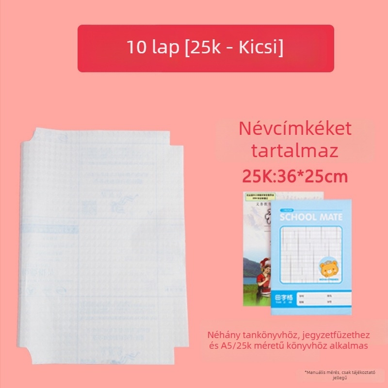 Auspicious Bird 16K/25K Átlátszó önragasztó könyvborító általános iskolai tankönyvekhez, vízálló védőfólia, PP anyag