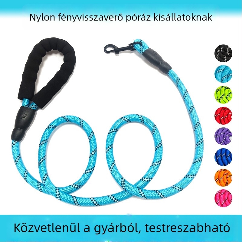 Nylon kutyapóráz, kopásálló, fényvisszaverő éjszakai kültéri sétákhoz