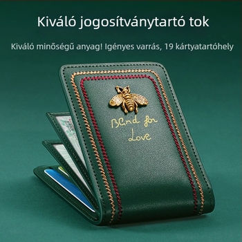 Valódi bőr textúrájú jogosítványtartó, nagy kapacitású kártya- és dokumentumtartó, uniszex