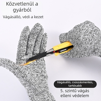 HPPE 5-ös szintű vágásálló kesztyű, munkahelyi védelem, kopásálló halfeldolgozáshoz