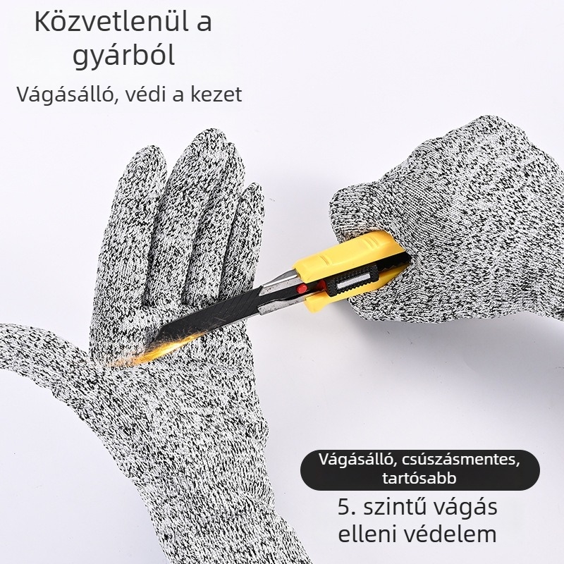 HPPE 5-ös szintű vágásálló kesztyű, munkahelyi védelem, kopásálló halfeldolgozáshoz