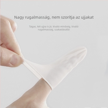 Egyszer használatos fehér latex ujjvédők porvédelem és elektrosztatikus ellenállás céljára, ipari szépségápolás, manikűr és elektronikus tetoválás számára.