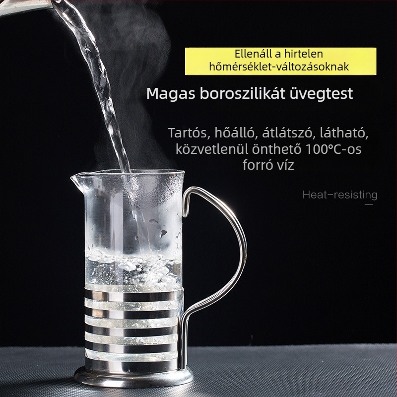 350 ml Francia prés kávéfőző, üvegben, otthoni használatra, tejhab szűrő, teafőző