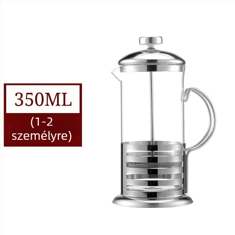 350 ml Francia prés kávéfőző, üvegben, otthoni használatra, tejhab szűrő, teafőző