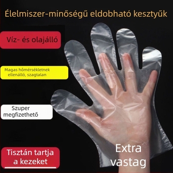 Egyszer használatos, átlátszó kesztyű vastagított filmmel fodrászathoz, cateringhez és háztartási használatra – TPE