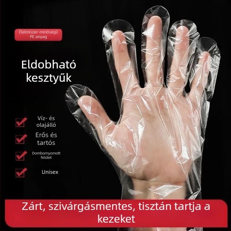 Egyszer használatos, átlátszó kesztyű vastagított filmmel fodrászathoz, cateringhez és háztartási használatra – TPE