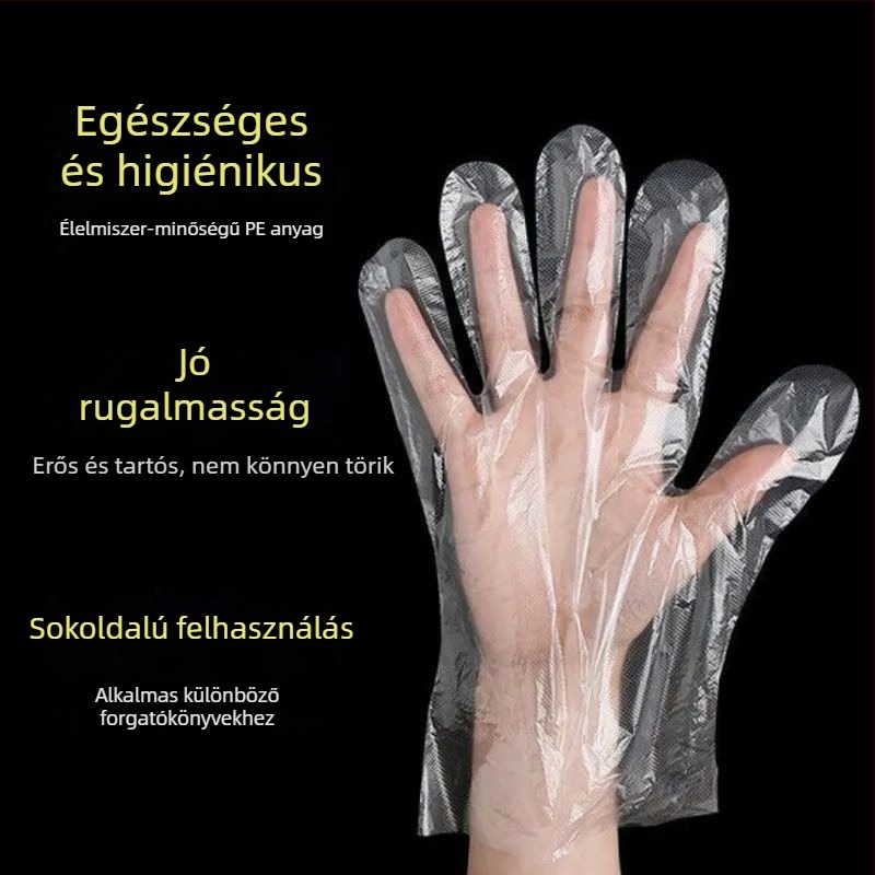 Egyszer használatos, átlátszó kesztyű vastagított filmmel fodrászathoz, cateringhez és háztartási használatra – TPE