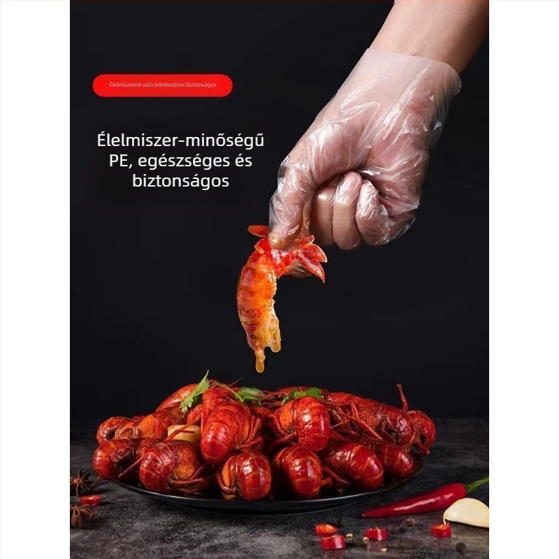 Egyszer használatos, átlátszó kesztyű vastagított filmmel fodrászathoz, cateringhez és háztartási használatra – TPE