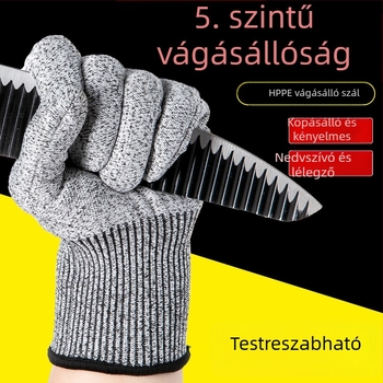 HPPE megvastagított 5-ös szintű vágásvédelmi kesztyű, vágás elleni, csúszásmentes, konyhai zöldségek szeleteléséhez és hal feldolgozásához