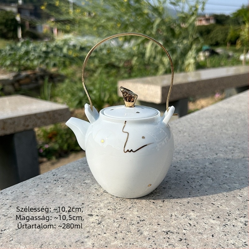 Celadon kerámia teáskanna két pohárral, Gongfu tea készlet, modern minimalista stílus