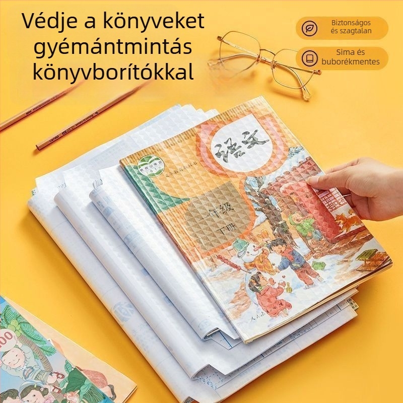 10 öntapadós könyvborító, vastagabb, vízálló, környezetbarát, vágás nélkül, általános és középiskolások számára