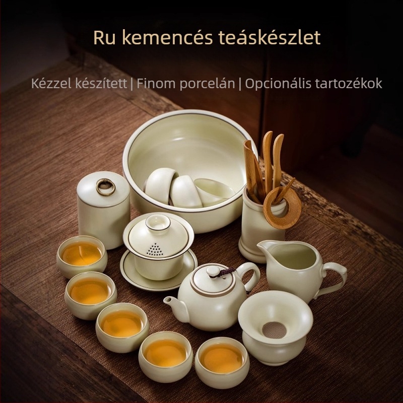 Porcelánból készült Kung-Fu teáskészlet teáskannával, prémium kivitelben, ajándékdobozzal, irodába és otthonra