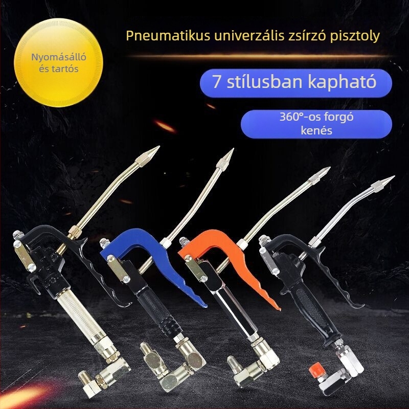 Alumínium univerzális fej nyomásos pneumatikus zsírzópisztolyhoz, kompatibilis a legtöbb zsírzópisztollyal, továbbfejlesztett kialakítás állítható fogóval vastag és vékony csatlakozókhoz