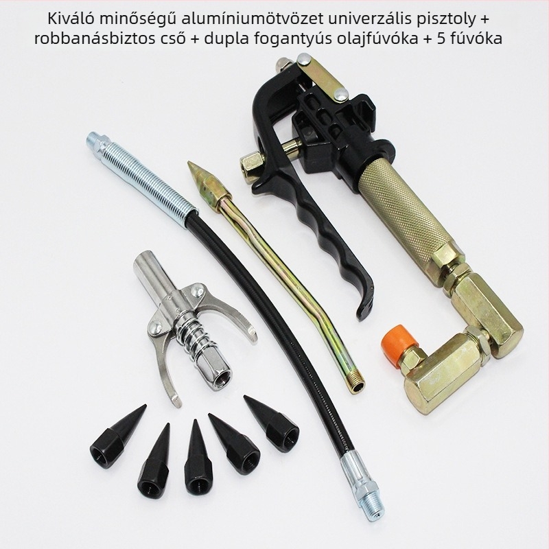 Alumínium univerzális fej nyomásos pneumatikus zsírzópisztolyhoz, kompatibilis a legtöbb zsírzópisztollyal, továbbfejlesztett kialakítás állítható fogóval vastag és vékony csatlakozókhoz