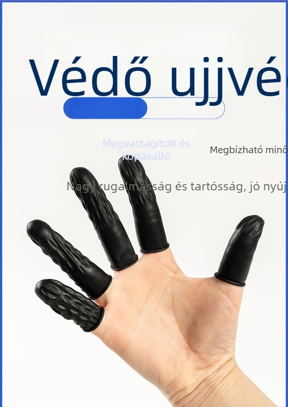 Fekete egyszer használatos latex ujjvédők, pormentesek, elektronikai felhasználásra, izzadás elleni, csúszásmentes, kopásálló, antistatikus