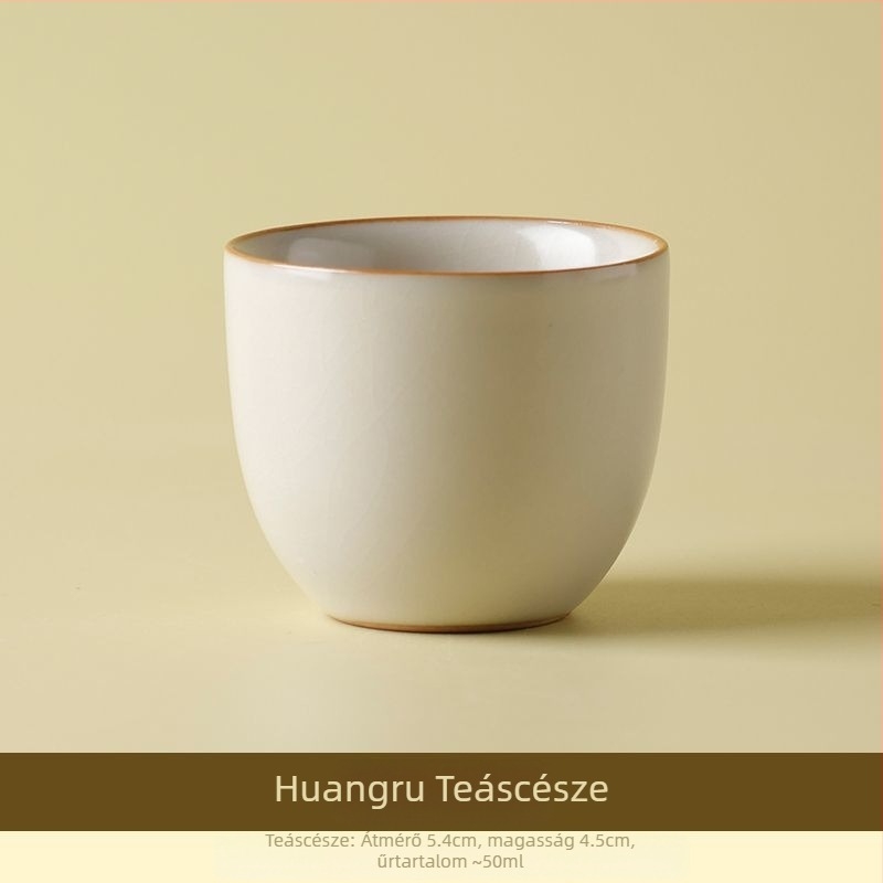 Beige Ru-kiln Kung Fu teás készlet egy teáskannával és két teáscsészével, kerámia repedezett mázzal, háztartási használatra
