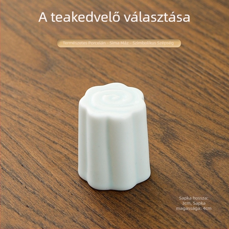 Kerámia teáskanna fedél tartó, felhőmotívummal, teás kiegészítők, kis ajándék logóval nyomtatva