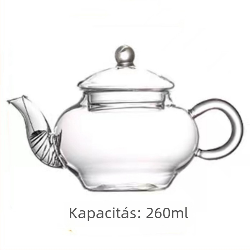Boroszilát üveg teáskanna, nagy kapacitású, virágtea készlet szűrővel