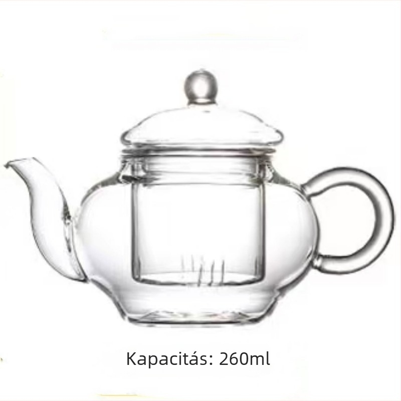 Boroszilát üveg teáskanna, nagy kapacitású, virágtea készlet szűrővel