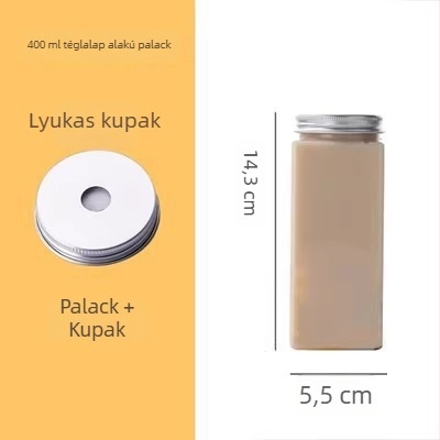 Egyszer használatos műanyag italosüveg szívószálnyílással, 401–500 ml kapacitású, tej-teához, gyümölcsteához és milkshake-hez
