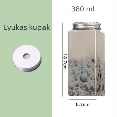 Egyszer használatos műanyag italosüveg szívószálnyílással, 401–500 ml kapacitású, tej-teához, gyümölcsteához és milkshake-hez