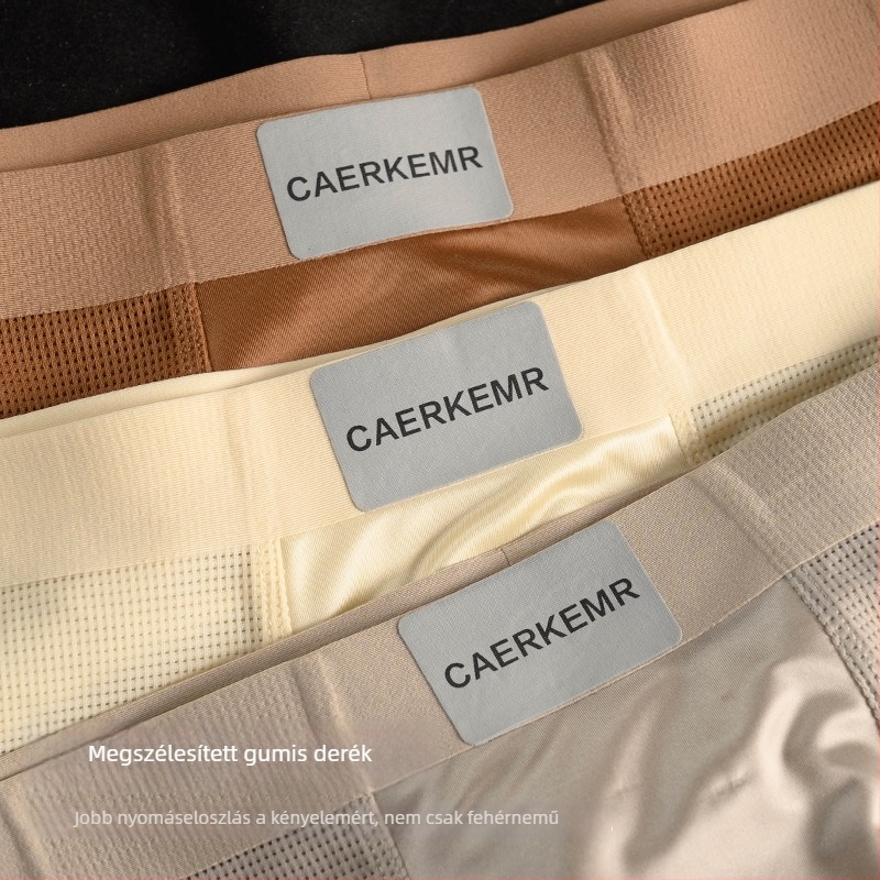 Férfi Ice Silk boxeralsók lélegzőek, antibakteriális ágyéki terület, vékony, középmagas derék, satén felület