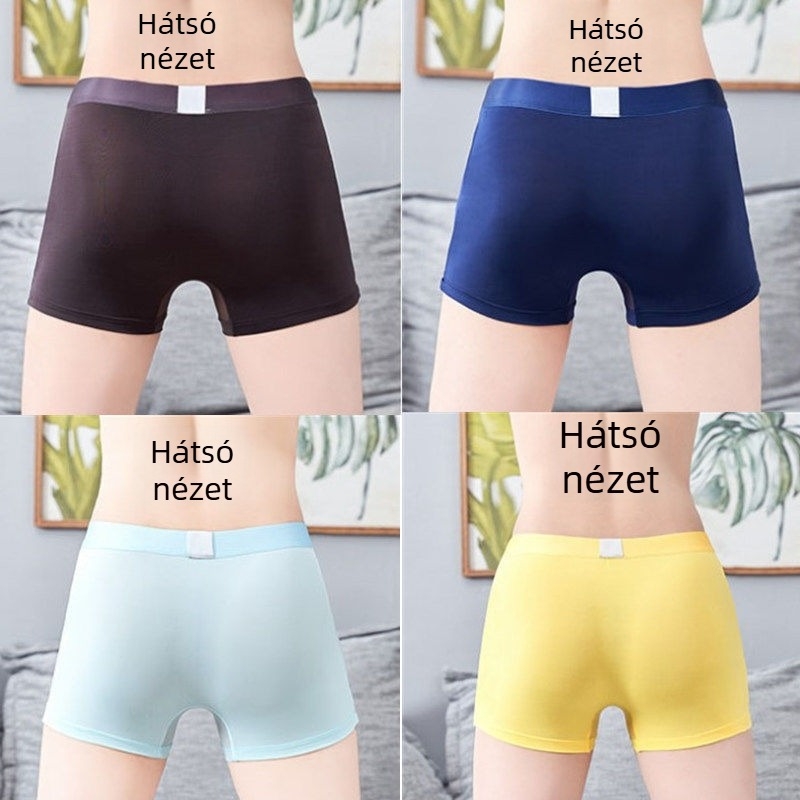 Férfi csipkés átlátszó alsónemű Ice Silk, lélegző hálós anyag, vékony nyári bevarrás nélküli boxer