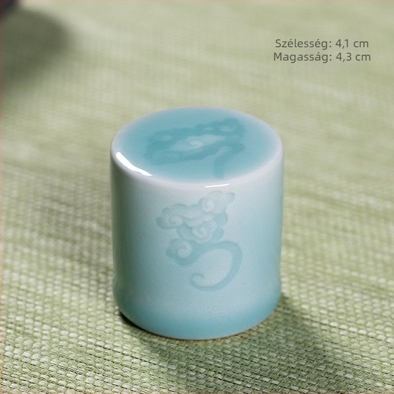 Longquan Celadon kerámia fedél-tartó és edényállvány, kézzel készített, modern minimalist teaceremóniához