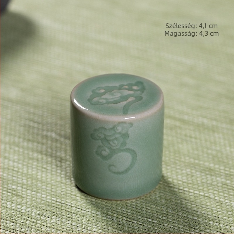 Longquan Celadon kerámia fedél-tartó és edényállvány, kézzel készített, modern minimalist teaceremóniához