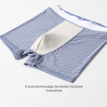 Nyári lélegző hálós férfi boxer brief, U- alakú zsebbel, gyorsan száradó, középmagas derekú, varrás nélküli
