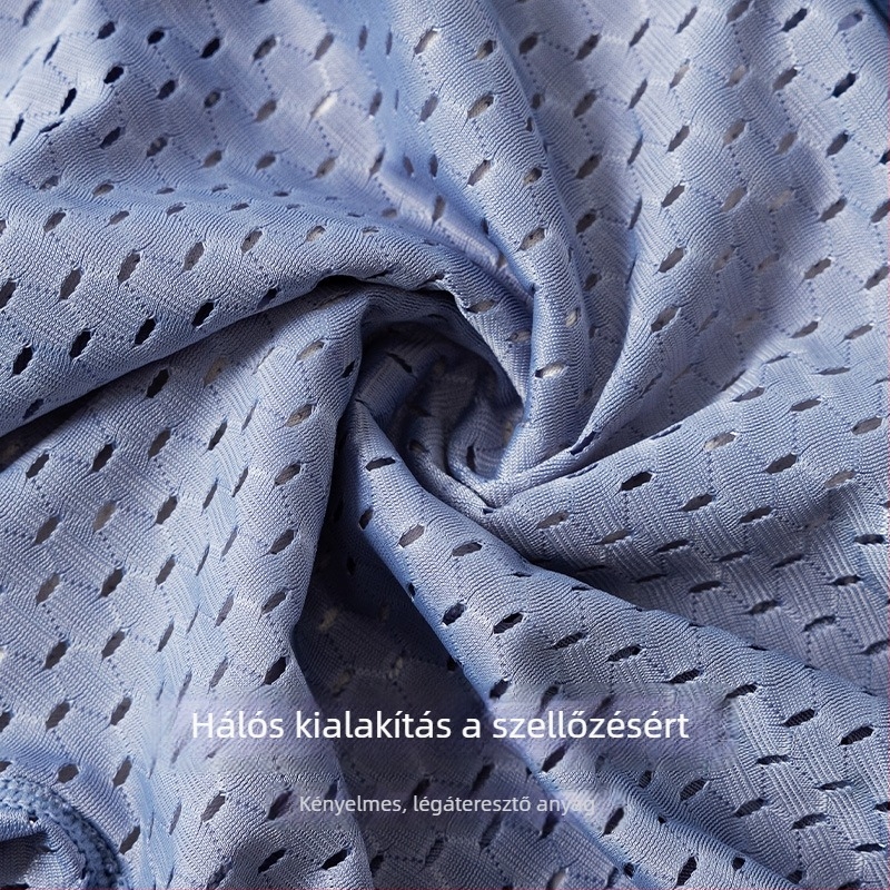Nyári lélegző hálós férfi boxer brief, U- alakú zsebbel, gyorsan száradó, középmagas derekú, varrás nélküli