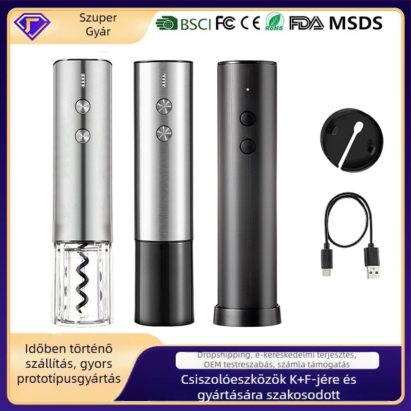 Elektromos borospalack-nyitó USB-s töltéssel, egygombos nyitás, kreatív kialakítás