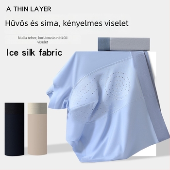 Férfi hálós Ice Silk alsónemű, kényelmesen testhezálló, hűsítő és lélegző, antibakteriális Cordyceps-kivonattal, hőelvezető, gyorsan száradó boxer briefs