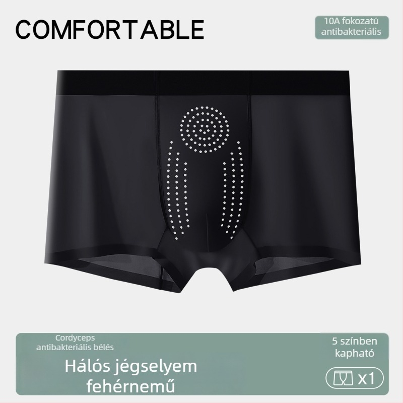 Férfi hálós Ice Silk alsónemű, kényelmesen testhezálló, hűsítő és lélegző, antibakteriális Cordyceps-kivonattal, hőelvezető, gyorsan száradó boxer briefs