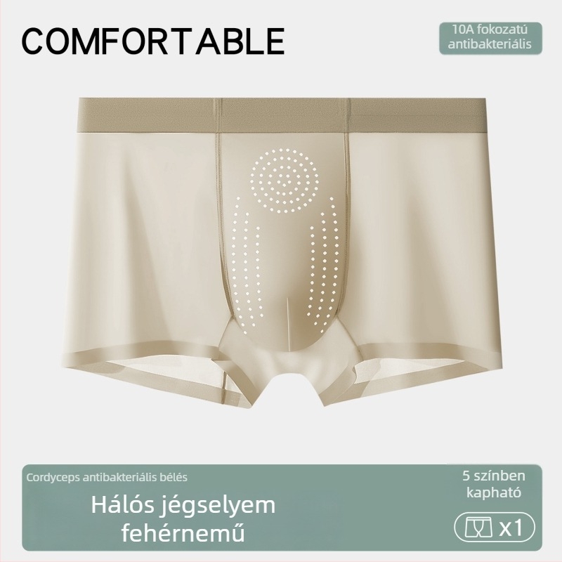 Férfi hálós Ice Silk alsónemű, kényelmesen testhezálló, hűsítő és lélegző, antibakteriális Cordyceps-kivonattal, hőelvezető, gyorsan száradó boxer briefs