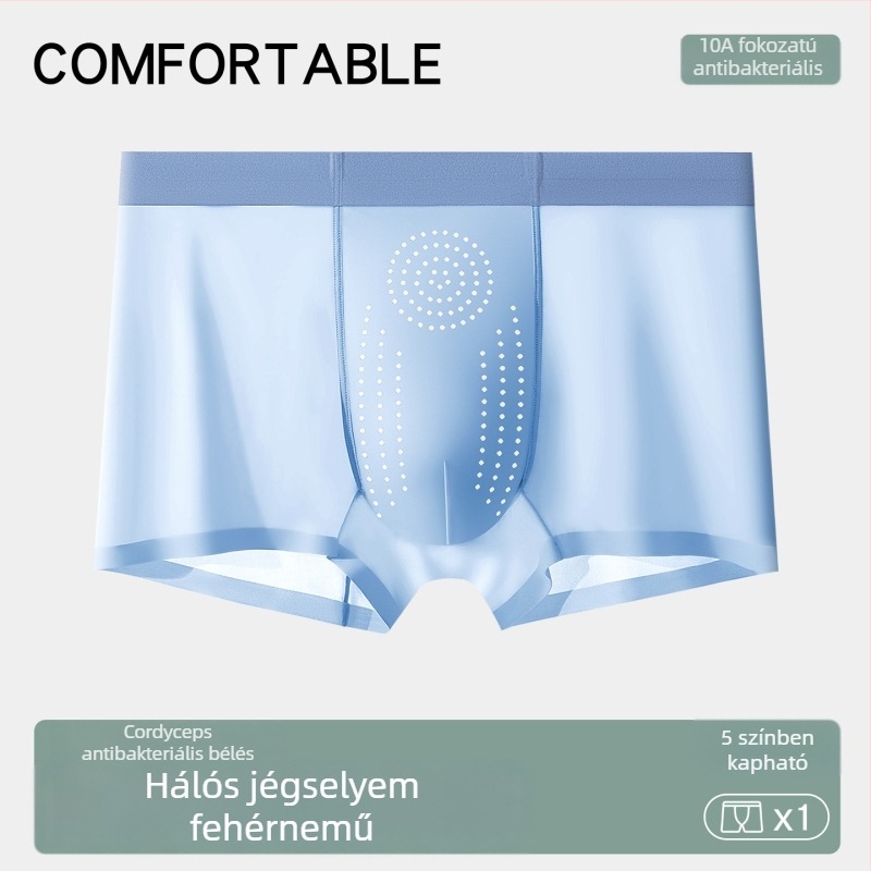 Férfi hálós Ice Silk alsónemű, kényelmesen testhezálló, hűsítő és lélegző, antibakteriális Cordyceps-kivonattal, hőelvezető, gyorsan száradó boxer briefs