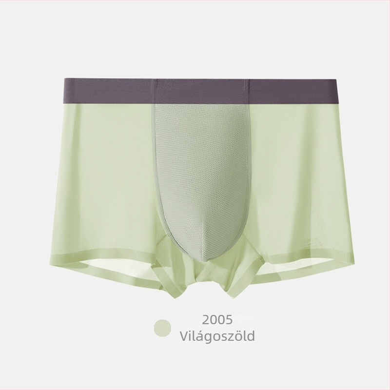 Varrás nélküli férfi alsónemű jégselyemből, légáteresztő hálós szövésű, vékony boxeralsónemű, antibakteriális, új modell