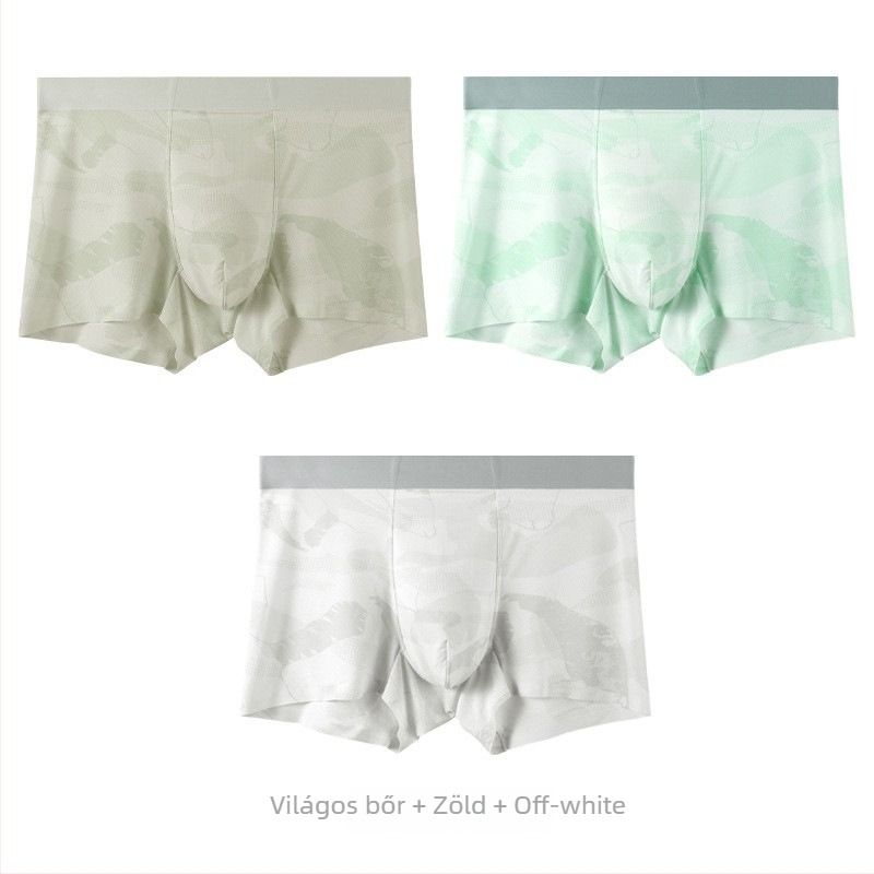 Férfi nyári jég-hálós boxeralsó, mintás, légáteresztő, varrás nélküli