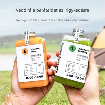 350 ml PET italos üveg alumínium kupakkal, sík, négyszögletes kialakítás friss facsart gyümölcslevekhez és teához